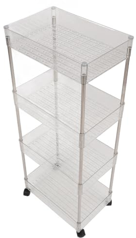 Hztyyier Carrito Organizador de Almacenamiento Baby Essentials con Ruedas, Mesa para Cambiar Pañales Transparente de 4 Capas para Recién Nacidos, Práctico Organizador de Suministros para Bebés para