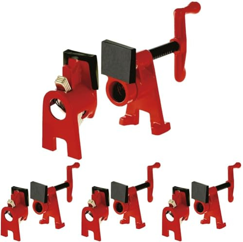 BESSEY Rohr-Schraubzwinge BPC-H12, Spannweite frei wählbar, 21,3mm Außen-Durchmesser, für Stahlrohr DN 15/R1/2, Gewicht 0,88 Kg (Packung mit 4)