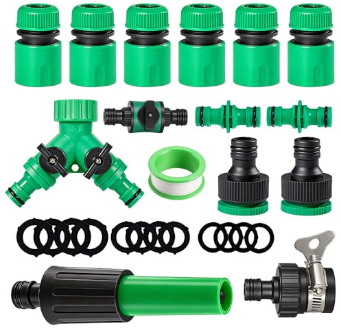 Afenau Accesorios Manguera Jardin Kit, 15 Piezas 1/2 Pulgada Conector de Manguera, Juego de Acoplamiento de Manguera, Accesorios para Manguera para Agricultura, Césped, Sistema de Riego de Jardín