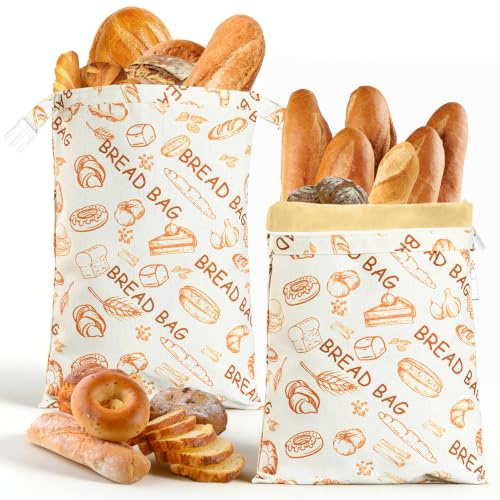 TRIUFO Wiederverwendbare Bienenwachs Brotbeutel 2 Stücke, 43x33cm Groß, | Natürliche Brotbeutel aus Baumwolle und Bienenwachs Frischhalten, Aufbewahrungsbeutel für Selbstgebackenes Brot und Backwaren