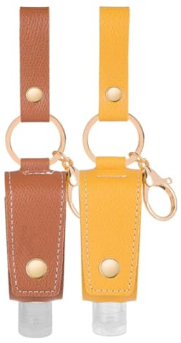 BATHVEVE Estuche para Botellas de Líquido 30ml Ligero y Rellenable con Tapa para Viaje Interior, Funda Portátil de Plástico y Pu con Aleación, Pack de 2 Piezas Color Aleatorio
