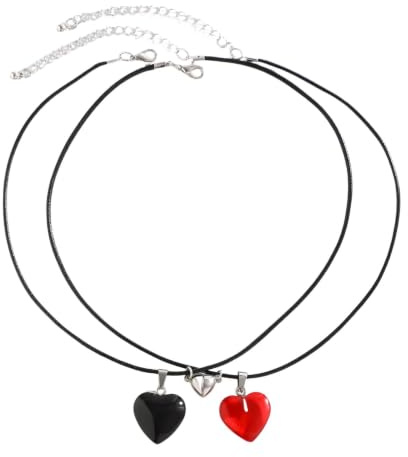 BENHRFTHO Korean Simple Leather Wax Rope Chain Choker Romantic Acrylic Heart Shaped Pendant Couple Necklace Women's Anniversary Jewelry