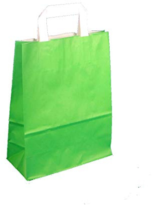 Pro DP 250 Papiertragetaschen Papiertüten Einkaufstüten Tragetaschen Papier 70-80g/m² mit Papier Flachhenkel Grün Grasgrün hellgrün 3 Verschiedene Größen zur Auswahl (32+12x40cm)