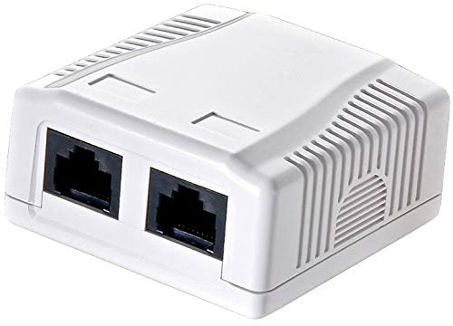 odedo CAT6 Aufputz Netzwerkdose 2x RJ45 Reinweiß RAL9010 | Für Gigabit-Netzwerke bis 250 MHz, AWG22–26 und PoE geeignet, einfache Aufputzmontage