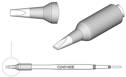 JBC Lötspitze Serie C245E, C245160E/1,6 x 0,5 mm, Meißelform C245160E (Kartusche Lötkartusche Spitze Lötpatrone Lötstift)