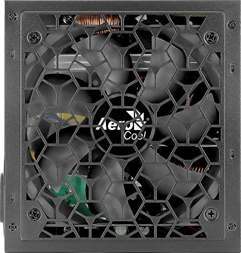 Aerocool AEROW650, Fuente de Alimentación PC 650W, 80Plus White 230V EU, ATX 12V, Ventilador 12cm, Negro