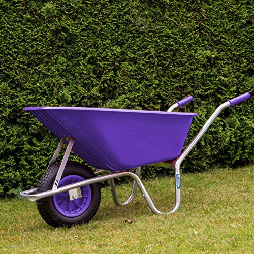 Schubkarre 250 kg Traglast 100 Liter Volumen Bauschubkarre Gartenschubkarre violett Schiebkarre Garten rostfrei verstärkter Rahmen mit Schutzbügel für Langlebigkeit