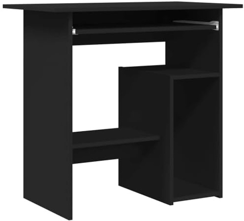 vidaXL Escritorio de Ordenador Despacho Ejecutivo Oficina Estudio Robusto Estable Simple Madera Contrachapada Negro 80x45x74 cm