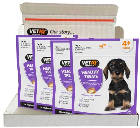 VETIQ Healthy Calming Dog & Puppy Anxiety Vitamin Treats (54 Servings) | Naturally Calms with Chamomile & Lemon Balm. Magnesium Eases Stress. Supports Training Focus. 3 Cals/Treat