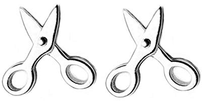 Kleine einzigartige Ohrstecker für Damen, Teenager, Mädchen, Jungen, 925 Sterlingsilber, niedliche Schere mit kleiner Schere, Sicherheitsnadel, hypoallergen, personalisierbar, Unisex, Geschenk für