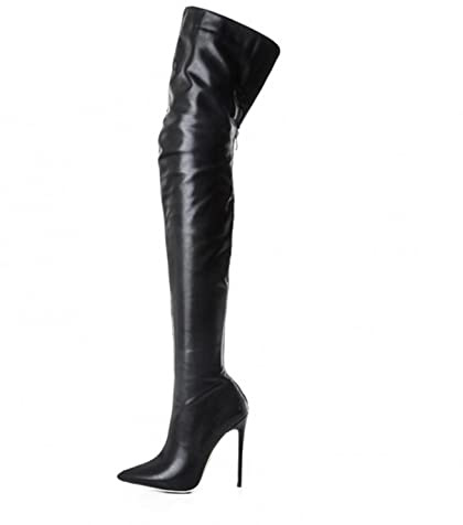 Stivali Alti Donna Stivali da Donna sopra Il Ginocchio Serpent Sexy Fashion Nightclub Scarpe con Tacco Alto (40,Nero)