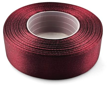 Netuno 1x Satinband Bordeaux dunkel 25 mm x 32 m Schleifenbänder bunt Geschenkbänder farbig Dekobänder Stoff Geschenk Schleife Satinrolle Polyester Soffbänder Schmuck Bänder farbig silk ribbon
