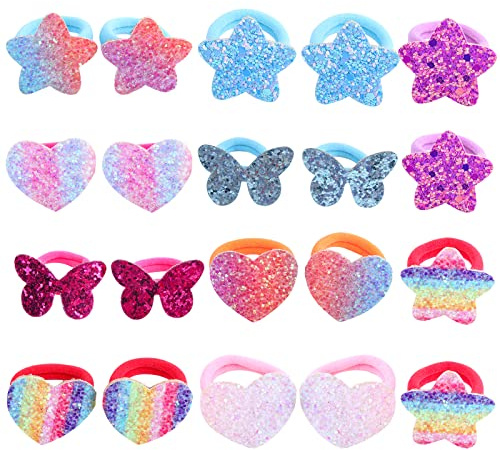 20 Piezas Gomas Pelo Niñas, VEGCOO Coleteros Pelo Niña Cuerda de Pelo Lazos Pelo, Pequeñas Gomas Pelo Cinta para el Cabello de Color Mixto, Accesorios Pelo para Bebé Niña