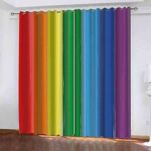 JORILS Vorhang Kinderzimmer Regenbogen, 2er Set Kindergardinen Mädchen Junge Verdunkelungsvorhänge mit Ösen Blickdichter Vorhang 170x200cm Blickdichte Gardinen für Wohnzimmer