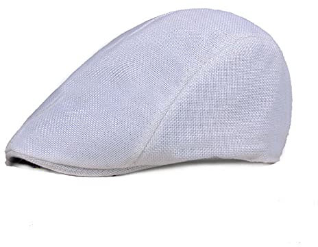 QBQZXAOSOWH Beret Casquette Plate Mode Hommes Bérets en Lin Style Occidental Gavroche Plat Lierre Chapeau Conduite Casquette Plate Blanc