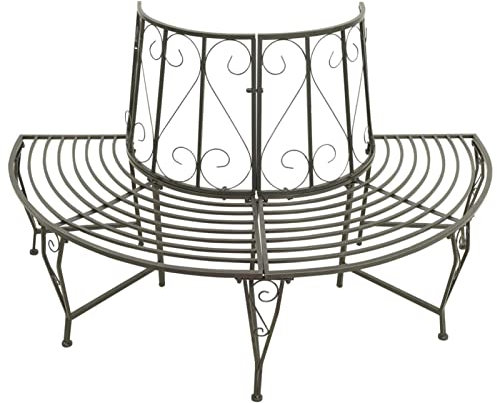 MOONAIRY Garten-Baumbank, Gartenbänke, Sitzbank Outdoor, Parkbank, Garten Bank Für Draussen, Outdoor Deko Wetterfest, Halbrund 160 cm Stahl