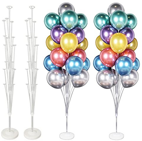 2 Set di Kit Supporto per Palloncini da Tavolo, 160 cm/63 Pollici Bastoncini con Supporto, Balloon Tree Kit per Matrimonio e Festa