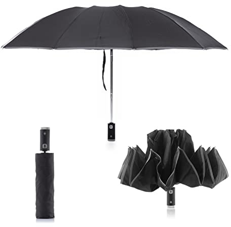 InnovaGoods® Ombrello pieghevole a chiusura inversa con LED Folbrella, si apre e si chiude al contrario, con luce LED per una maggiore sicurezza, ideale per la casa e l'esterno.