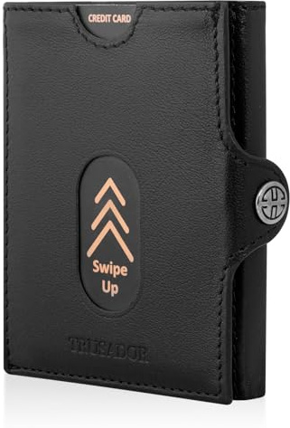 TRUSADOR Valencia Slim Small Leder Fronttasche Geldbörse Kartenetui mit RFID Schutz Brieftasche für Damen und Herren