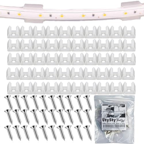 UtySty 50 Pack Christmas Light Clips LED Strip Lights Mounting Brackets