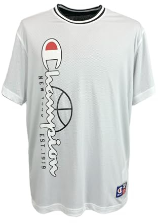 Champion Herren Legacy Modern Basket-Reversible Graphic Micromesh S/S Crewneck T-Shirt, Hellgrau/Schwarz, Medium
