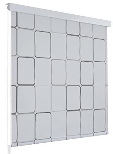 ZEYUAN Duschrollo, Spritzschutz Für Badewanne, Duschvorhang Badewanne, Badewanne Vorhang, Duschvorhang Rollo, 100 x 240 cm Quadratmuster