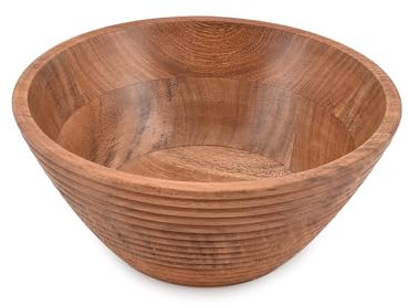 Indus Lifespace Cuenco de madera de acacia para encimera de cocina o cuencos de frutas de madera para decoración o panes y frutas, cocina, comedor, postres, aperitivos (22.86 cmx22.86 cmx10.16 cm)