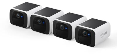 eufy Security S220 SoloCam 4-Cam Pack, Solar Charging, Wireless Outdoor Camera, Continuous Power, 2K Resolution, Build-in 8GB, Day and Night Clarity, 2.4 GHz Wi-Fi, No Monthly Fee