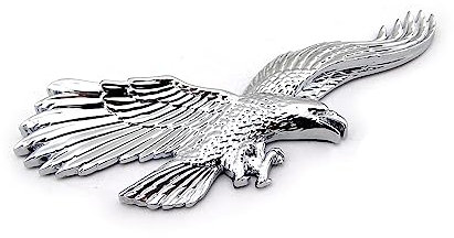 Autocollant 3D pour moto, vélo, voiture - Emblème aigle américain - Badge universel pour moteur de camion (chromé)