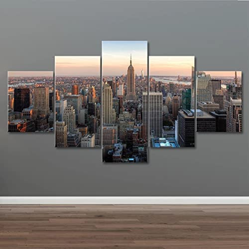 Leinwand Wandkunst Bild 5 Stück Blick Auf Gebäude In New York City (Xl/Ohne Rahmen 150 X 100 Cm) Leinwanddrucke Kunstdrucke Dekoration Kunstwerk Moderne Bilder Für Zuhause Dekorationen Woh -1I6B+T6Y
