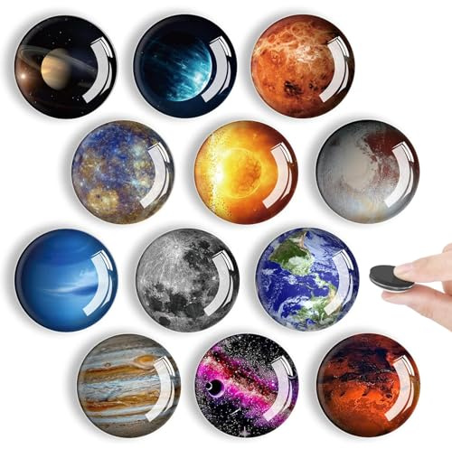 Kühlschrankmagnete, 12 Stück Kühlschrank Magnet, Planet Magnete für Magnettafel für Kühlschrank, Whiteboard, Pinnwand, Küche, Kinder und Erwachsene Geschenk
