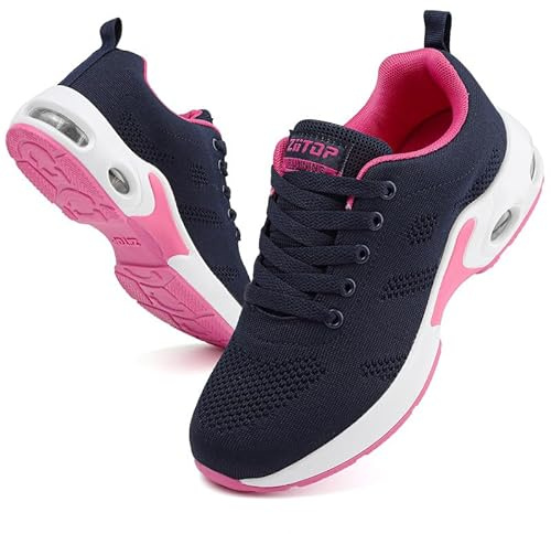 Womens Trainers Running Shoes Air Cushion Arch Support Sneakers Platform Trainers Ladies Walking Shoes Mesh Breathable Lightweight Sport Sneakers Outdoor Gym Athletic Tennis Jogging