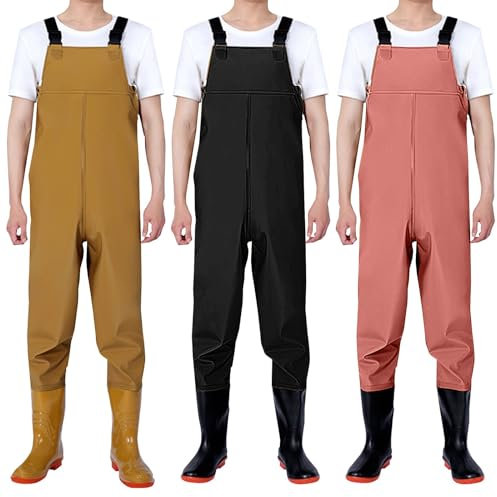 Wathose zum Angeln, atmungsaktiv, wasserdichte Wathose für Jagd, Wathose mit Stiefeln, wasserdicht, atmungsaktiv, Crosswater Wathose, Nylon, für Angelfreunde, rot, 45