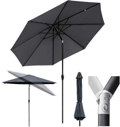 Sekey® 330 cm Sonnenschirm Aluminum Marktschirm Gartenschirm Terrassenschirm Rund UV50+