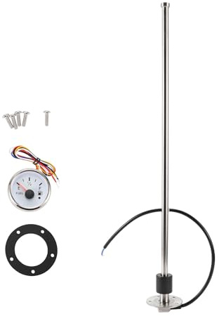 A ABSOPRO 610mm Fuel Sending Unit and Gauge Kit 24 for Boat Vehicle Truck | 0-190ohm, 316 Stainless Steel, Fuel Level Sensor Fuel Water Tank Sender, for Boat Car Truck RV Fuel Water Level Sensor