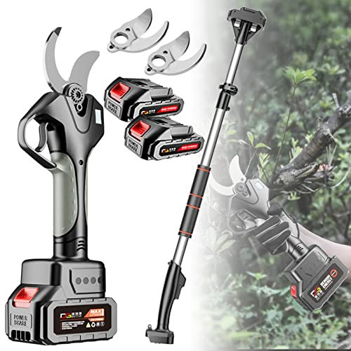 LYDBMYT Tijeras de podar eléctricas inalámbricas de 21 V, Tijeras de podar Extensibles para árboles, Tijeras de podar eléctricas de 45 mm/1,8 Pulgadas, a batería, con Poste de extensión
