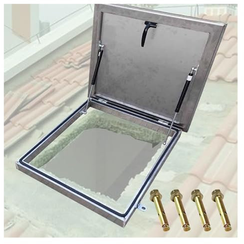 ZJKXJH Roof Hatch Access Door 304 Stainless Steel, Rainproof Rooftop Exit Cover for Maintenance/Repair/Installation, Embedded Heavy Duty Skylight Egress Escape Opening Lid(LXW-85x65cm/33.5 x25.6)