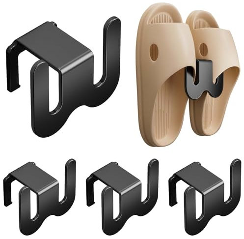 Lunaanda Schuhhalter Wand,4 Stück Pantoffelregale,Wandmontage Schuhhalter, Ohne Bohren Schuhablage,Türschuhregal Zum Hängen, Selbstklebendes Schuhregal,Für Schlafzimmer Wohnzimmer Eingang (Schwarz)