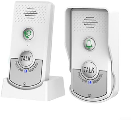 Eawfgtuw Sonnette sans fil haute performance pour la maison, 1000 m de distance, unité extérieure étanche, interphone sans fil, interphone vocal longue distance 1000 m (blanc)