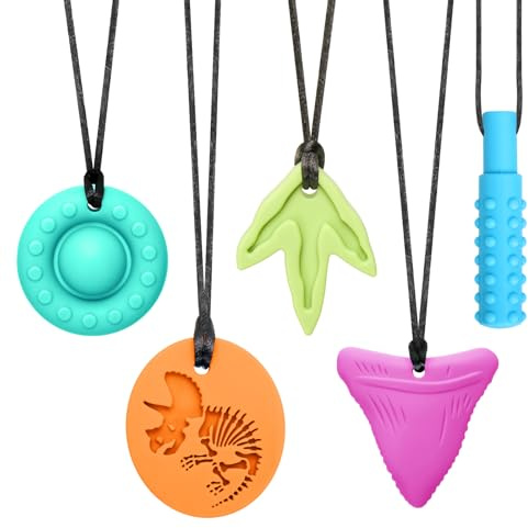 CLDY 5 pezzi catena da masticare per bambini, senza BPA, giocattolo autismo per ragazzi e ragazze, collana da masticare, perfetta per bambini con ADHD, mordere le unghie