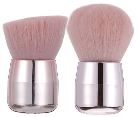 OUNONA Face Makeup Brush Set 2pcs Retractable Mushroom Shape Foundation and Blusher Brushes Portable Loose Powder Cosmetic Tools for Travel and Daily Use