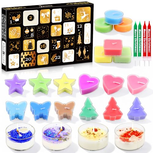 Calendario de Adviento 2025 para mujer, 24 tipos de velas de Navidad perfumadas, velas de regalo para madre, hermana, hija, novia