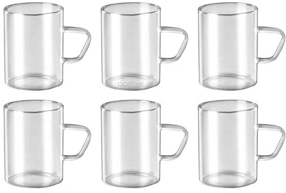 CiCi HOME Dünne Teegläser Kaffeegläser mit Henkel Borosilikat Glas 6er Set