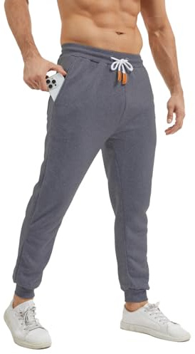 Rayson Pantalones Chandal Hombres Anchos con Bolsillos y Cordón Ligeros Pantalon Deportivo Hombre Largos Pantalón Deporte Invierno Running Gimnasio Pants(Gris Oscuro, L)