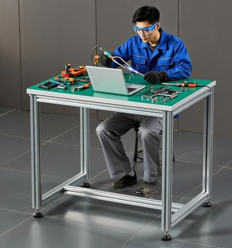 MLYAYE Banco da Lavoro Professionale per riparazioni elettroniche, scrivania per Ufficio/casa, Struttura antistatica ESD-dissipativa per Tavolo da Lavoro con Piano in legn(L 24 x W 16 x H 29.5 in)