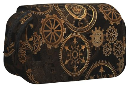 WOmeng Trousse polyvalente avec compartiments pratiques et grande capacité Motif horloge Bronze Century