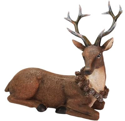 Guaber Figure realistiche di renna decorazioni natalizie cervo modello animale da collezione tavolo scrivania ornamento decorazioni per la casa regalo figurine renna di Natale