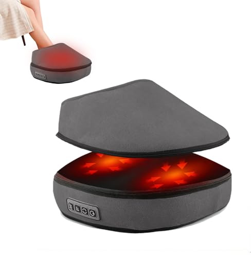 WRQIOO Fußmassagegerät mit Wärme & Vibration, 2 in 1 Fußwärmer & Massagegerät, Fussmassagegerät Elektrisch, Shiatsu Fußmassagegerät mit Wärmefunktion für Frauen Männer