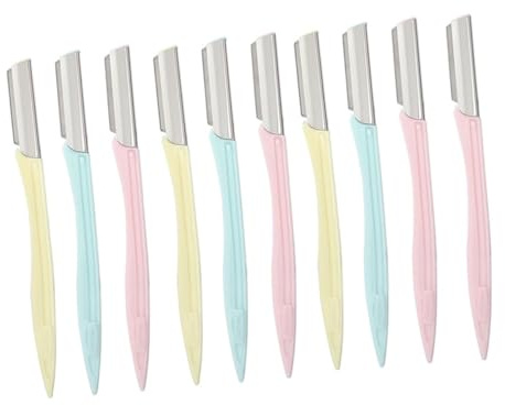 ULTECHNOVO 10 Stück Teiliges Augenbrauenrasierer Set aus Edelstahl Ergonomischer Langgriff mit Schutzkappe Tragbar für Präzises Styling und Schnelle Haarentfernung für Damen und Herren für