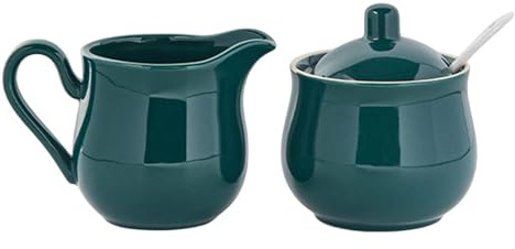 MotiveTech Juego de Azucarero Y Crema de Cerámica, Juego para Servir Café, Práctico, Elegante, Resistente, Recipiente de Regalo, Jarra para Crema de Us, Verde, Individual